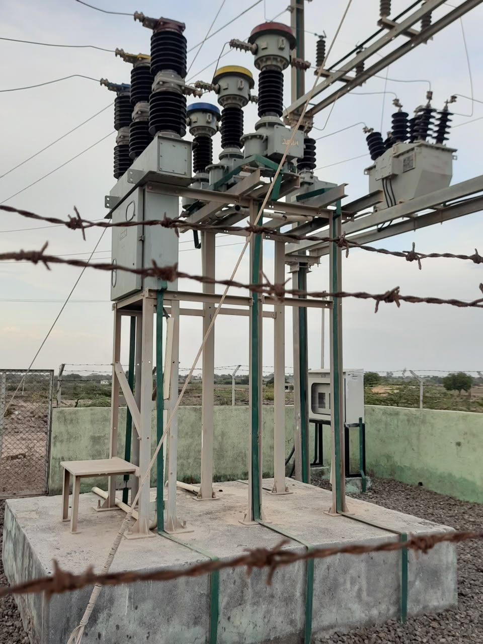 Switchyard equipment on steel structure